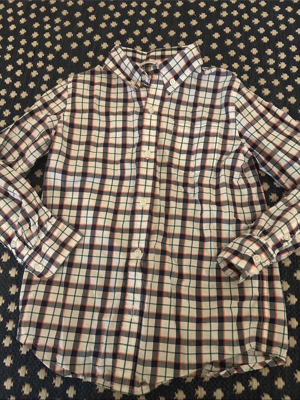 Janie and Jack White Plaid Button-Down Shirt with Navy & Red